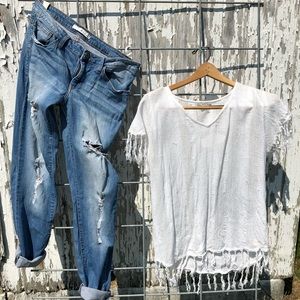 Kancan jeans size 29 w/Billabong beachy top size M